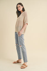 Beige Open Knit Sweater Top