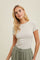 Cream Ruched Micro-Rib Top