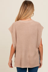 Mocha Chunky Knit Side Tie Maternity Sweater Top