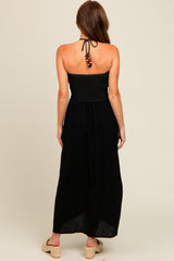 Black Halter Crochet Top Maxi Dress