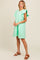 Mint Green Embroidered Ruffle Sleeve Dress