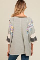 Grey Mixed Print Dolman Sleeve Maternity Top