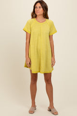 Yellow Heather Ribbed Cut Seam Dress