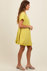 Yellow Heather Ribbed Cut Seam Dress