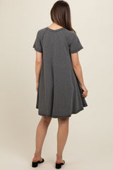 Charcoal Solid T-shirt Maternity Mini Dress