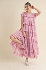 Orchid Bloom Ruffle Tiered Flowy Maxi Dress