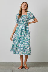 Jade Floral Smocked Midi Dress