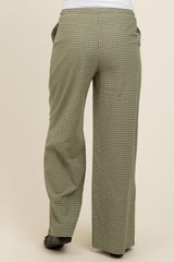 Olive Drawstring Checker Plaid Maternity Pants