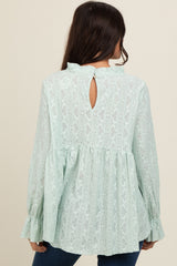 Mint Green Lace Ruffled Neck Top