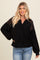 Black Crochet Detail Collared Pullover