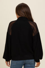 Black Crochet Detail Collared Maternity Pullover