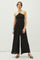 Black Back Cutout Smocked Halter Wide Leg Jumpsuit