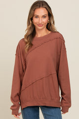 Brown Exposed Seam Dolman Sleeve Sweatshirt