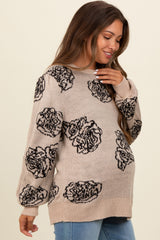 Black Rose Print Maternity Sweater