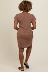 Mocha Ribbed Round Hem Dress