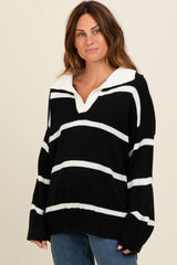 Black Striped Collared Sweater