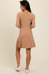 Taupe Square Neck Knit Dress