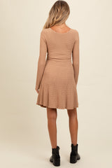 Taupe Square Neck Knit Maternity Dress