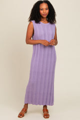 Lavender Ribbed Knit Sleeveless Dress