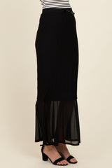 Black Lace Mesh Fitted Maxi Skirt