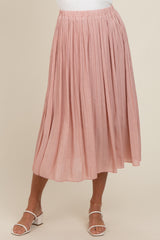 Mauve Pleated Midi Skirt