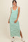 Green Striped Sleeveless Side Slit Maxi Dress