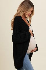 Black Chunky Knit Dolman Maternity Cardigan