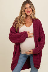 Burgundy Chunky Knit Dolman Maternity Cardigan