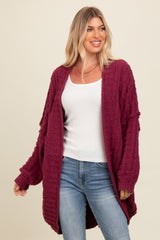 Burgundy Chunky Knit Dolman Maternity Cardigan