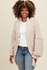 Beige Chunky Knit Dolman Maternity Cardigan