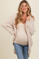 Beige Chunky Knit Dolman Maternity Cardigan