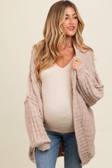 Mocha Chunky Knit Dolman Maternity Cardigan