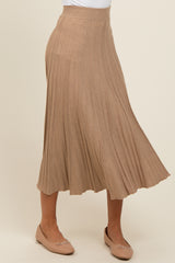 Mocha Ribbed Knit A-Line Midi Skirt