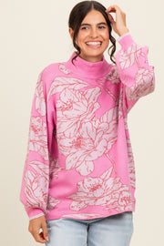 Pink Floral Mock Neck Sweater