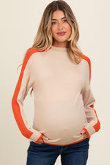 Cream Lilac Colorblock Mock Neck Maternity Sweater