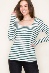 Forest Green Striped Maternity Long Sleeve Top