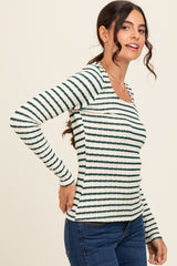 Forest Green Striped Long Sleeve Top