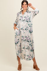 Lavender Floral Button Down Maxi Dress