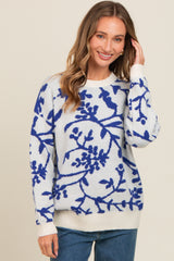 Royal Blue Floral Drop Shoulder Sweater