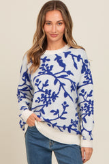 Royal Blue Floral Drop Shoulder Sweater