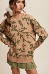 Olive Floral Drop Shoulder Maternity Sweater