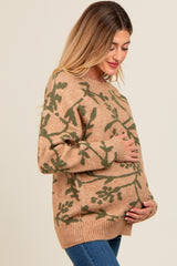 Olive Floral Drop Shoulder Maternity Sweater