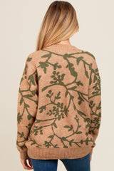 Olive Floral Drop Shoulder Maternity Sweater