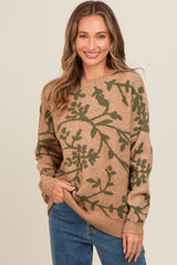 Olive Floral Drop Shoulder Sweater