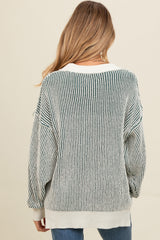 Forest Green Two Tone Ribbed Knit Maternity Sweater