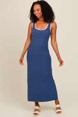 Navy Ribbed Maxi Tank Dress