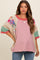 Mauve Floral Colorblock Raw Hem Maternity Oversized Top