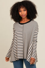 Black Mixed Stripe Trapeze Top