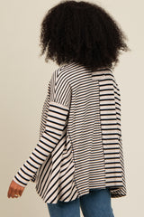 Black Mixed Stripe Trapeze Top