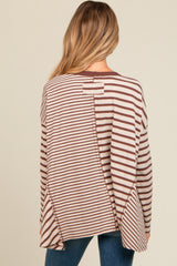 Brown Mixed Stripe Trapeze Maternity Top